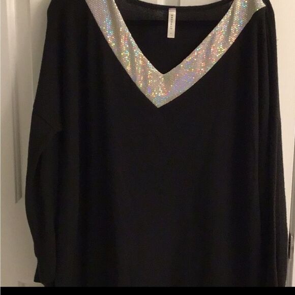 NWOT Emerald Sz L oversize sweater Sequin collar SWAG YOUR SWEATS - Picture 4 of 8